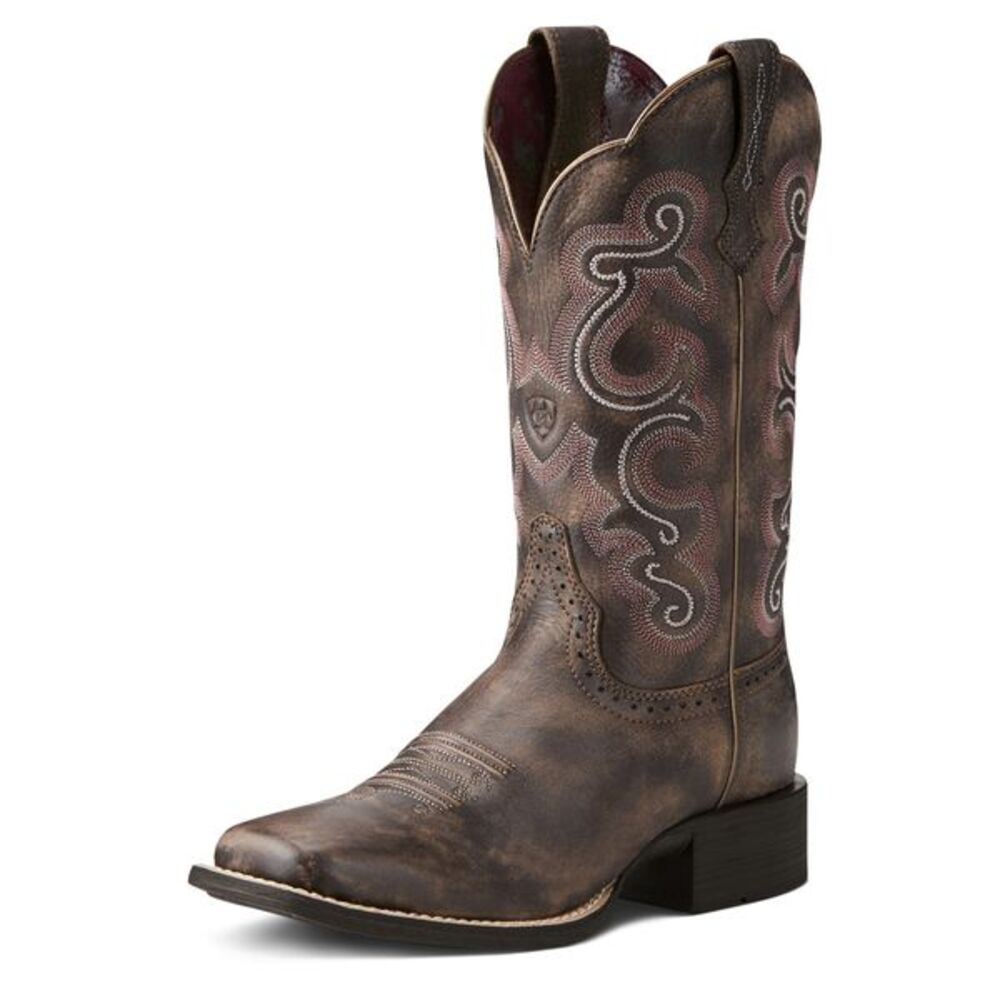 Ariat Women's Quickdraw Leather Western Cowboy Boots Tack Room Chocolate 9 B